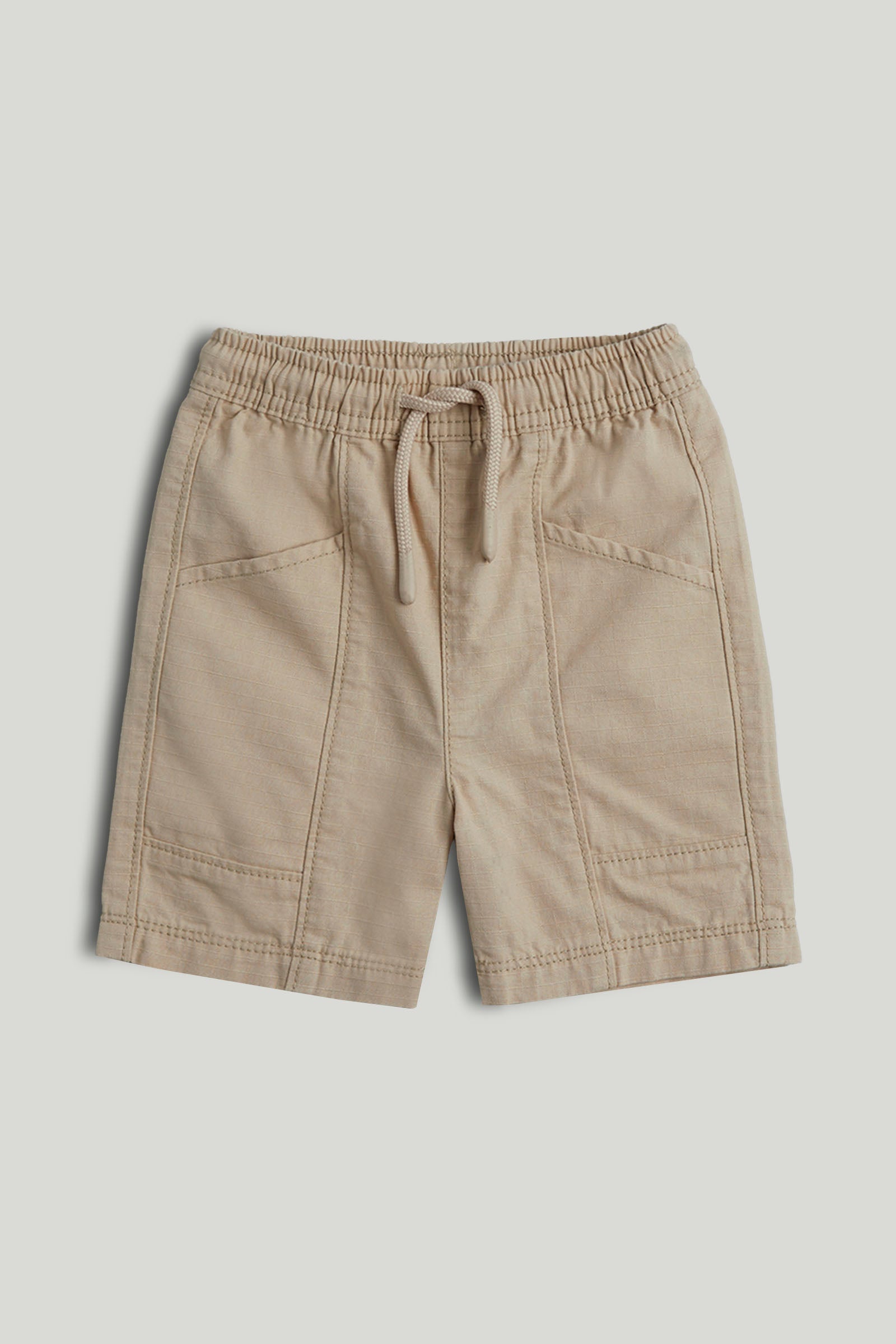 Boys Light Brown Cotton Ripstop Regular Fit Cargo Shorts