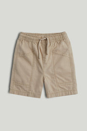 Boys Light Brown Cotton Ripstop Regular Fit Cargo Shorts