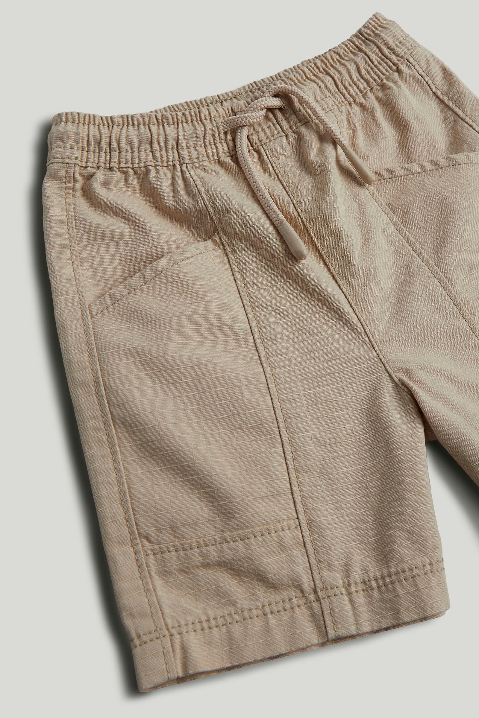 Boys Light Brown Cotton Ripstop Regular Fit Cargo Shorts