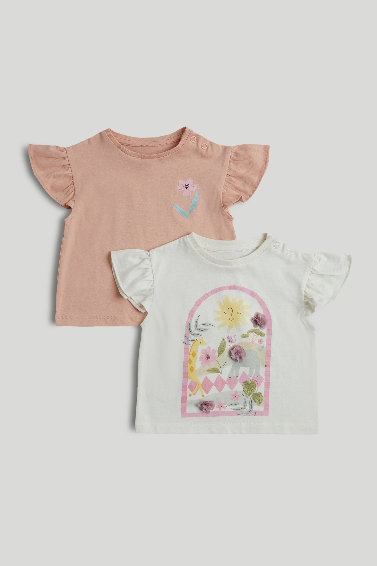 Baby Girls Multi Cotton Textured T-Shirts Pack of 2