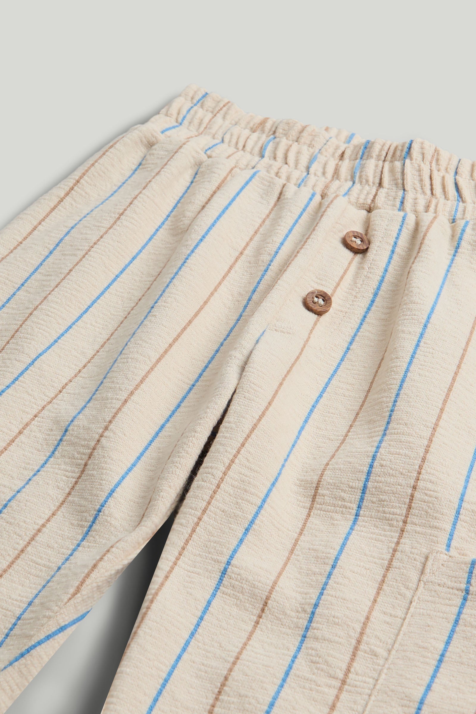 Boys Multi Stripe Cotton T-Shirt & Textured Jersey Pants Set