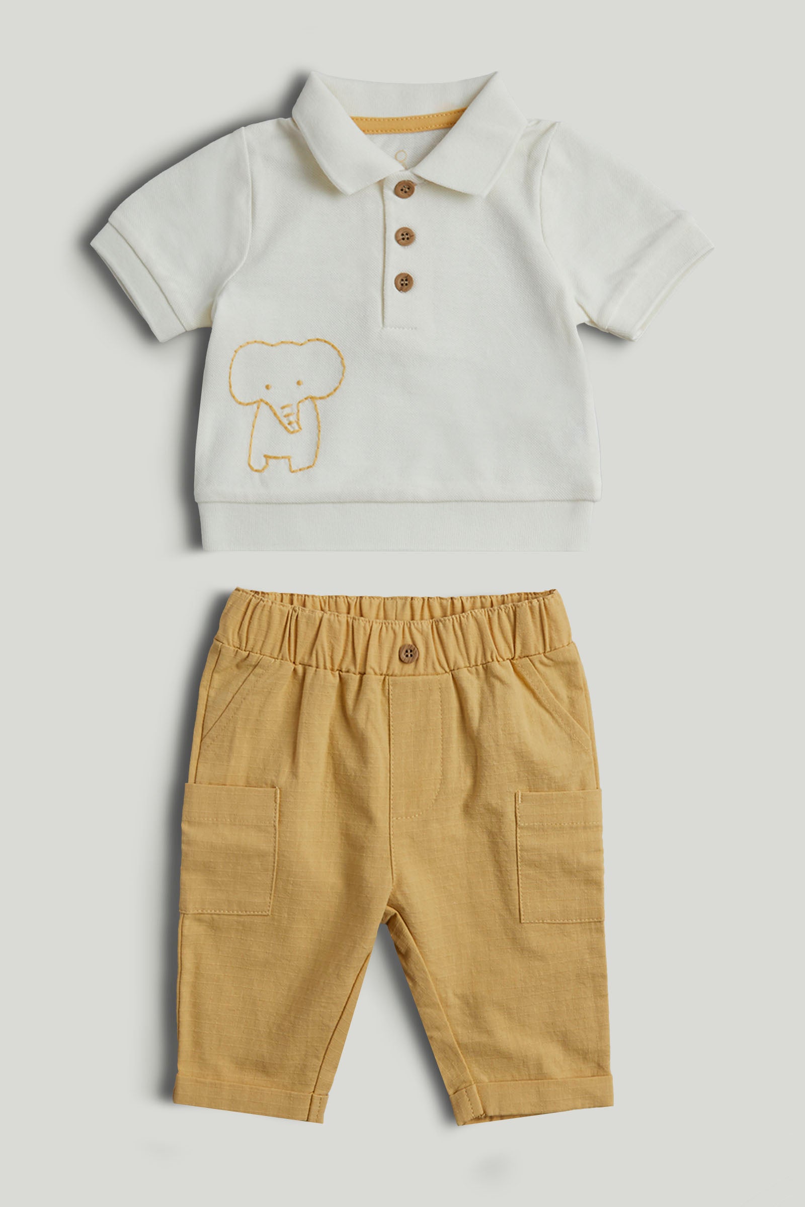 Boys Cotton Polo & Jogger Set with Embroidery