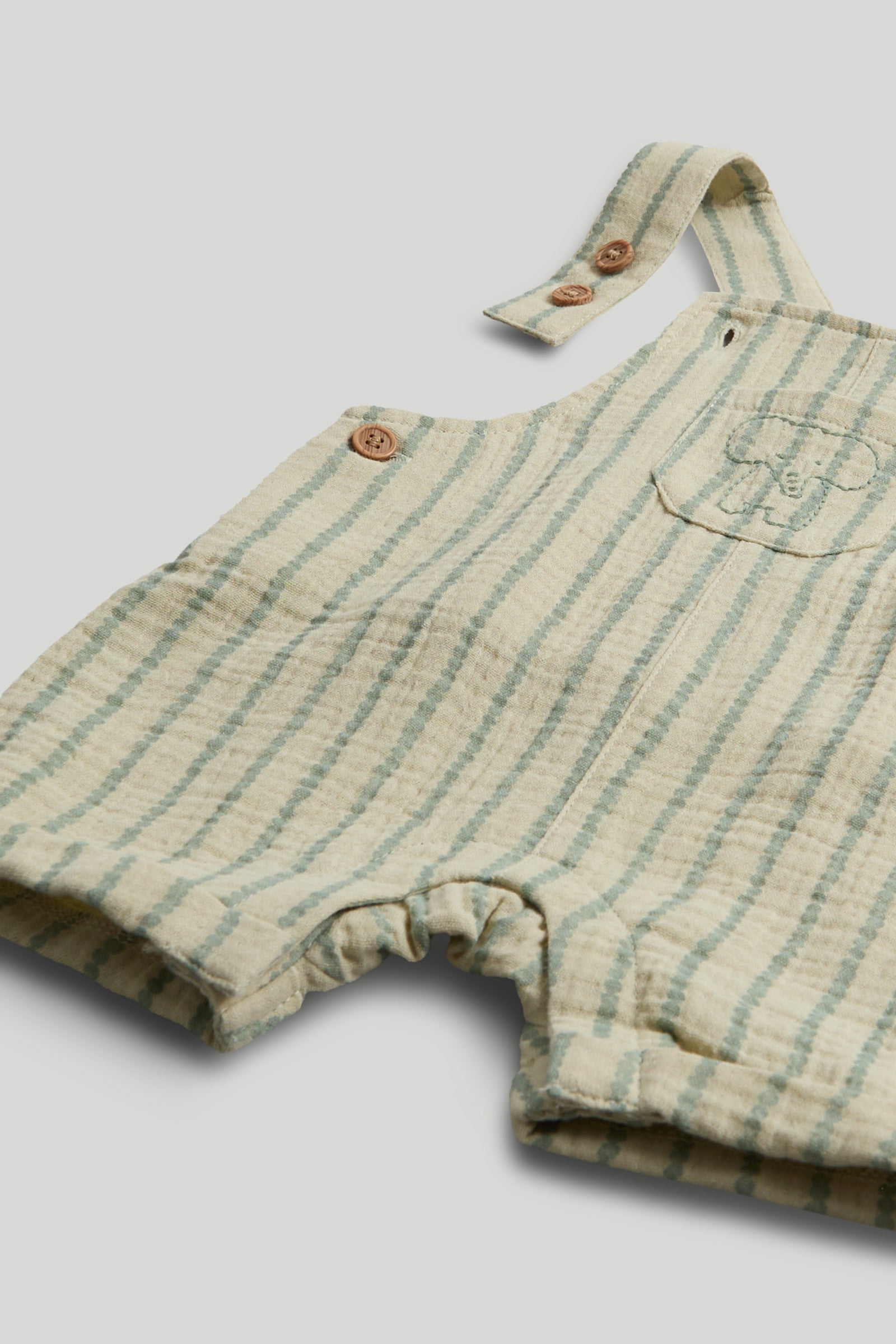 Boys Striped Cotton Bibshort & Bodysuit Set with Shirt Collar