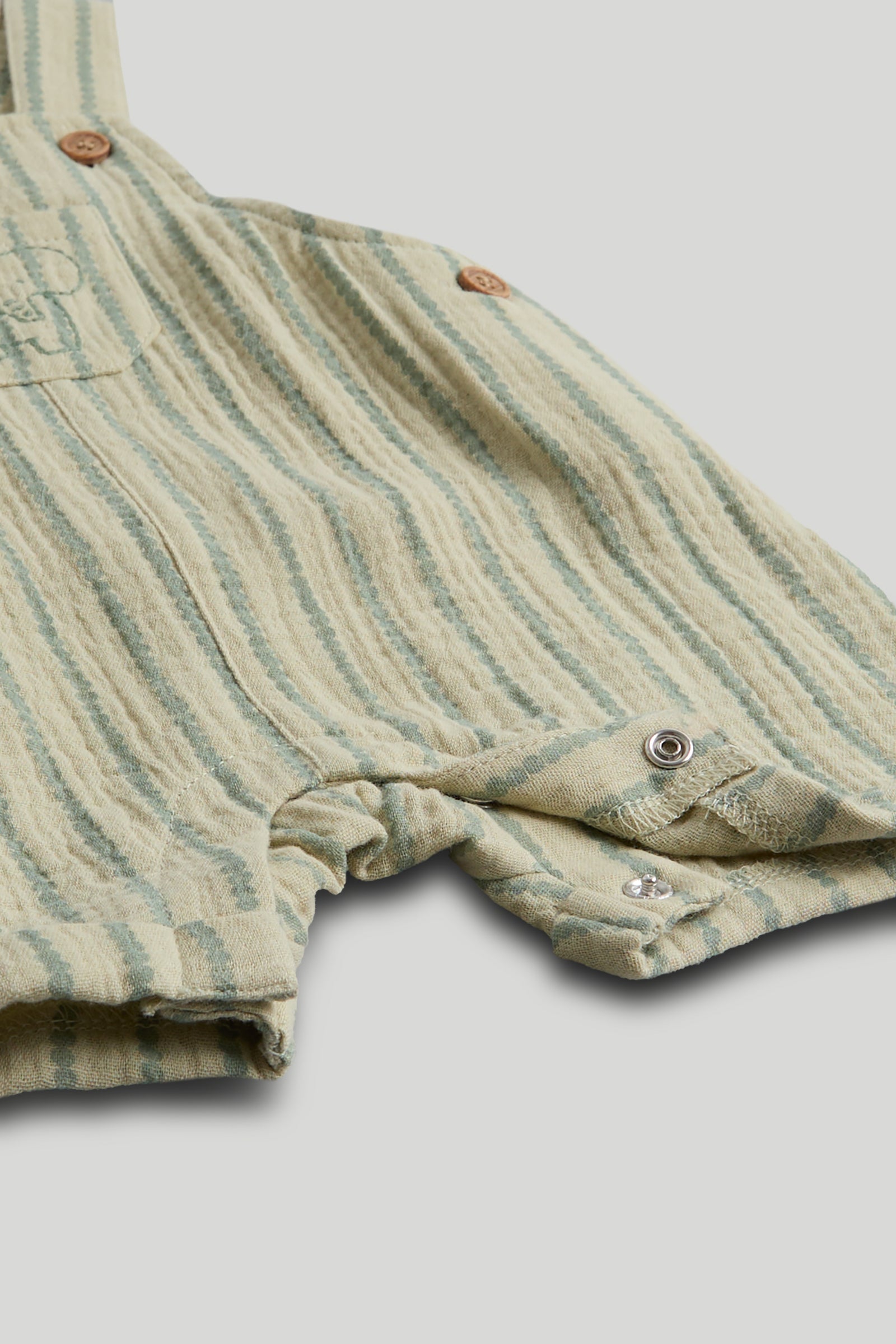 Boys Striped Cotton Bibshort & Bodysuit Set with Shirt Collar