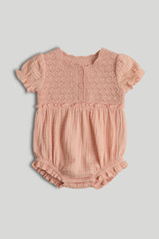Baby Girls Pink Cotton Blend Knitted Romper