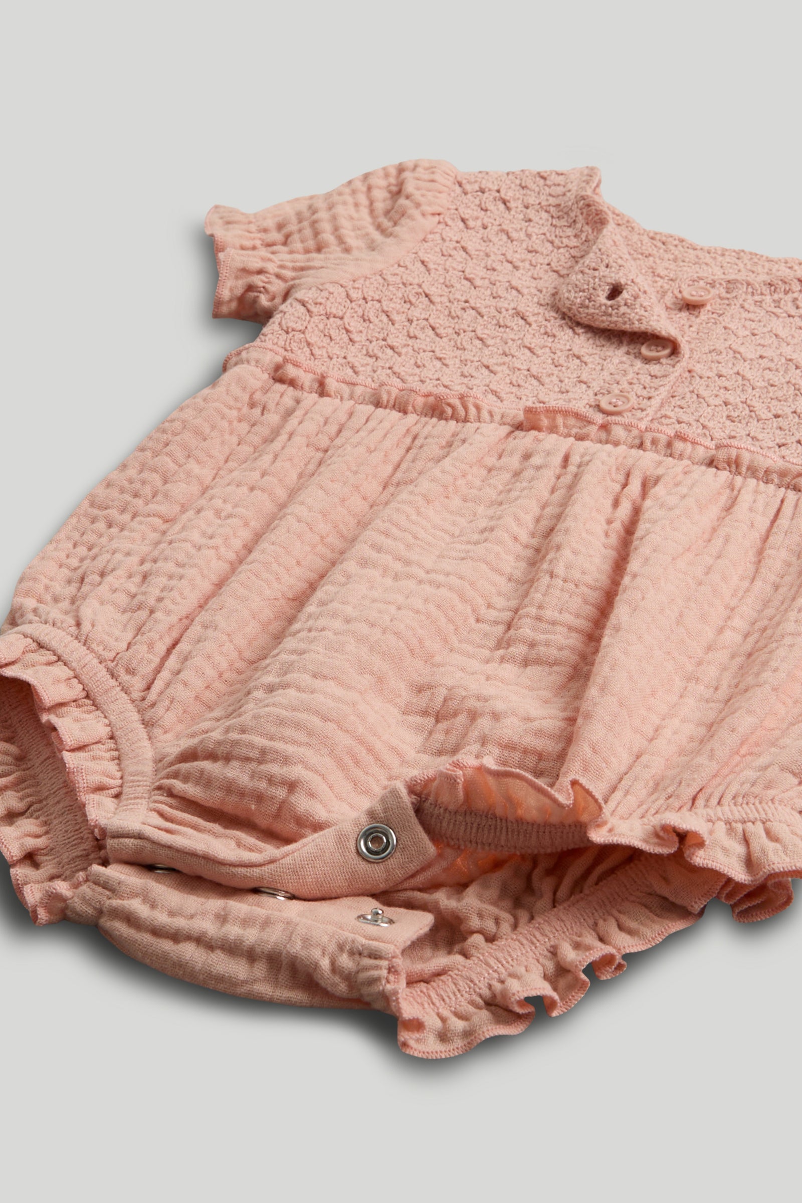 Baby Girls Pink Cotton Blend Knitted Romper