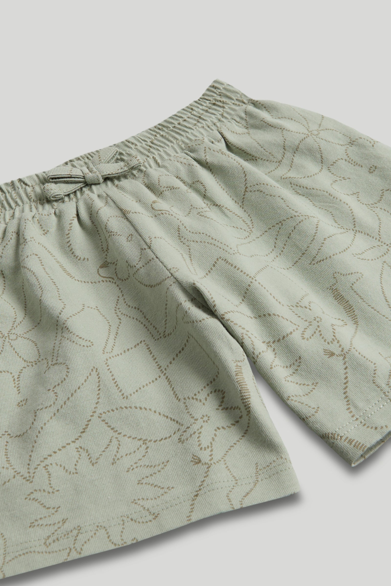 Girls Green Cotton Printed Shorts – Regular Fit