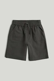 Boys Grey Cotton Linen Woven Shorts – Regular Fit