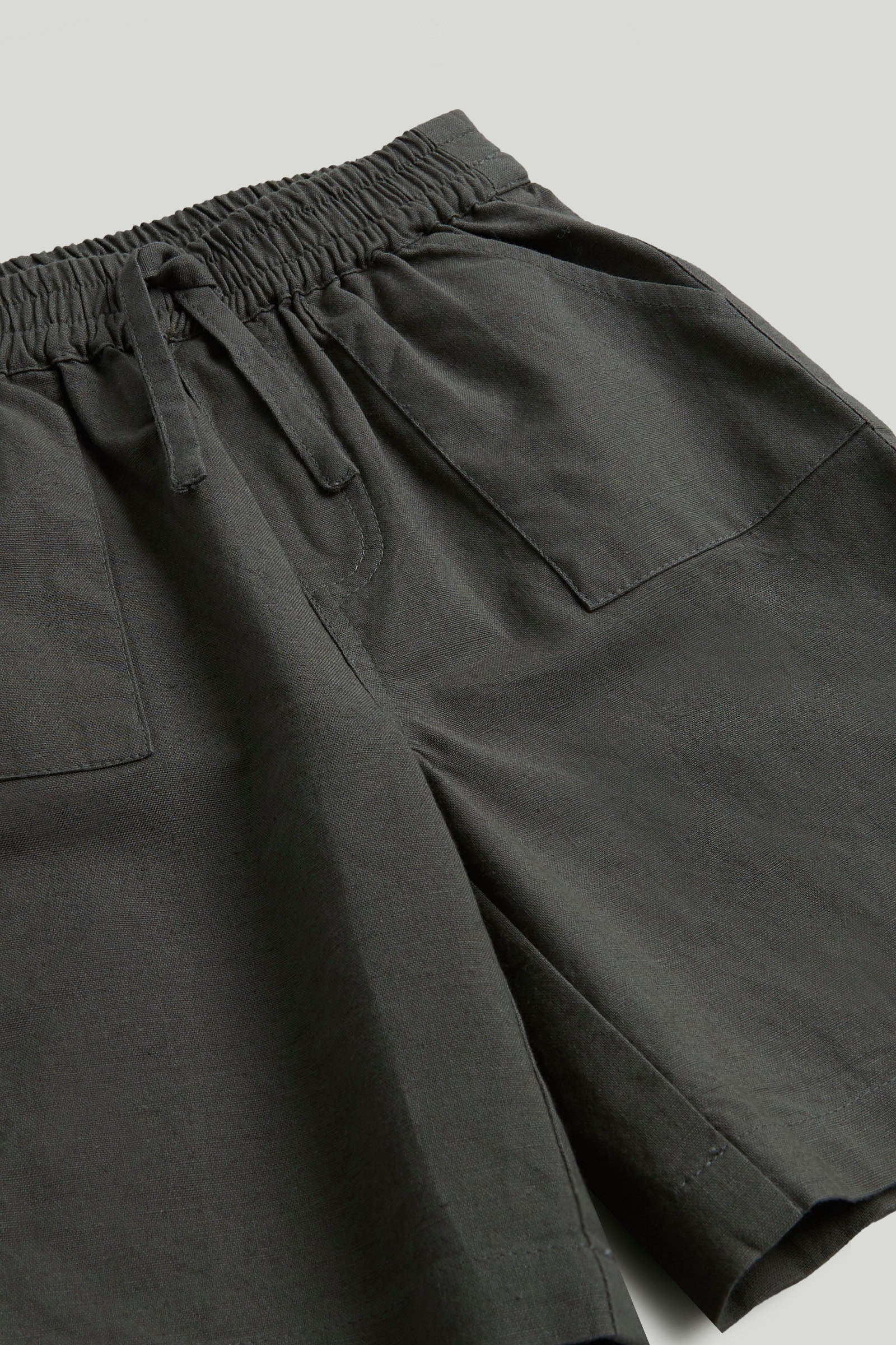 Boys Grey Cotton Linen Woven Shorts – Regular Fit