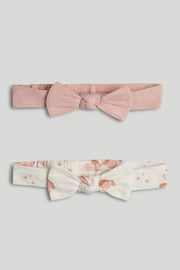 Girls Print & Plain Mix Knit Headbands Multi Pack of 2