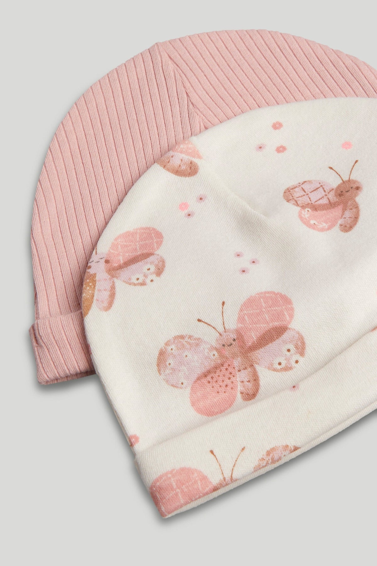 Girls Print & Plain Mix Knit Hats Multi Pack of 2
