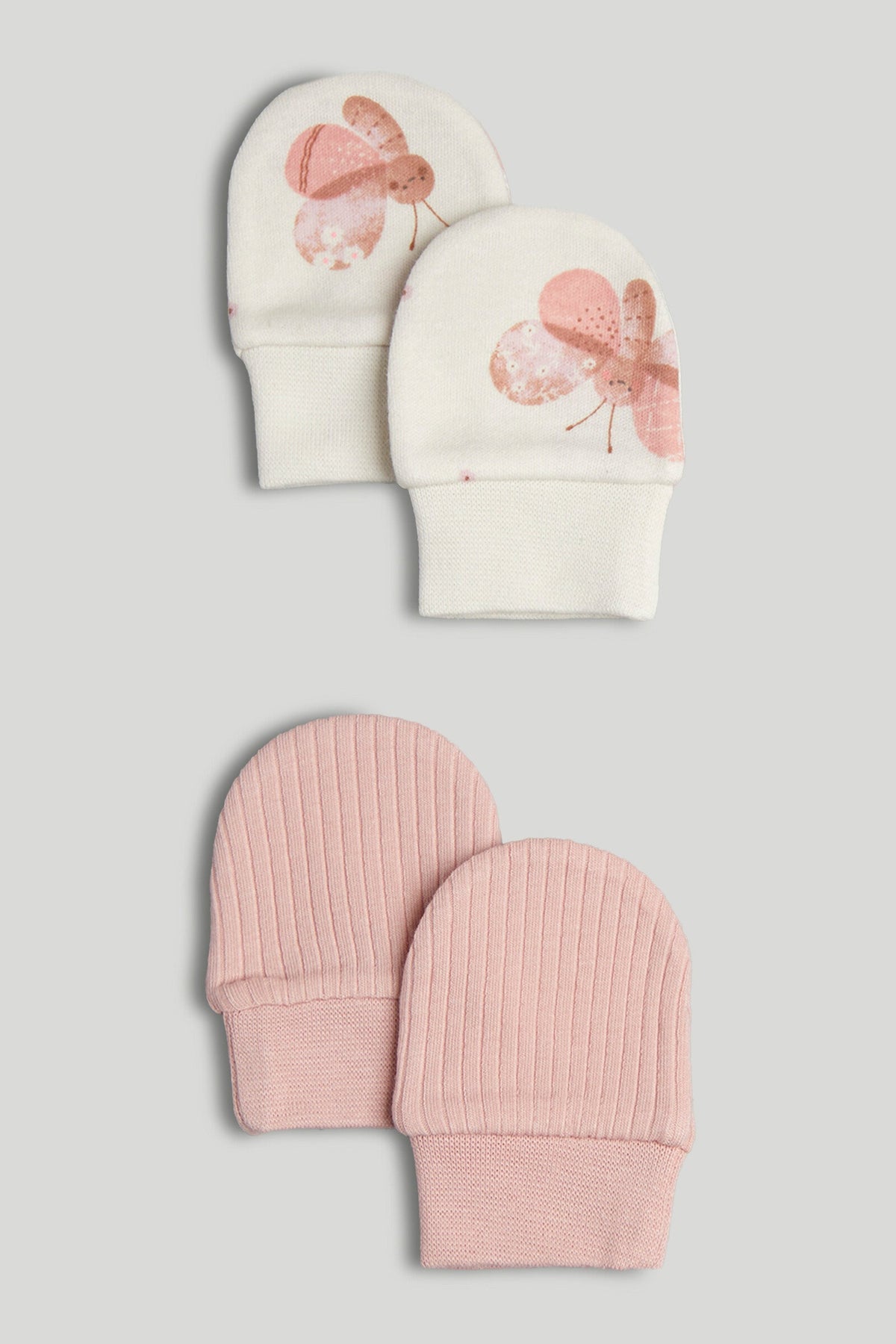 Girls Print & Plain Mix Mitts Multi Pack of 2