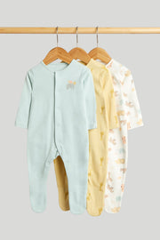Unisex Print & Placement Mix Knit Sleepsuit Multi Pack of 3