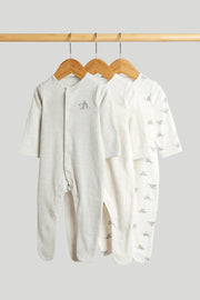 Unisex Print & Placement Mix Sleepsuit Multi Pack of 3 Core