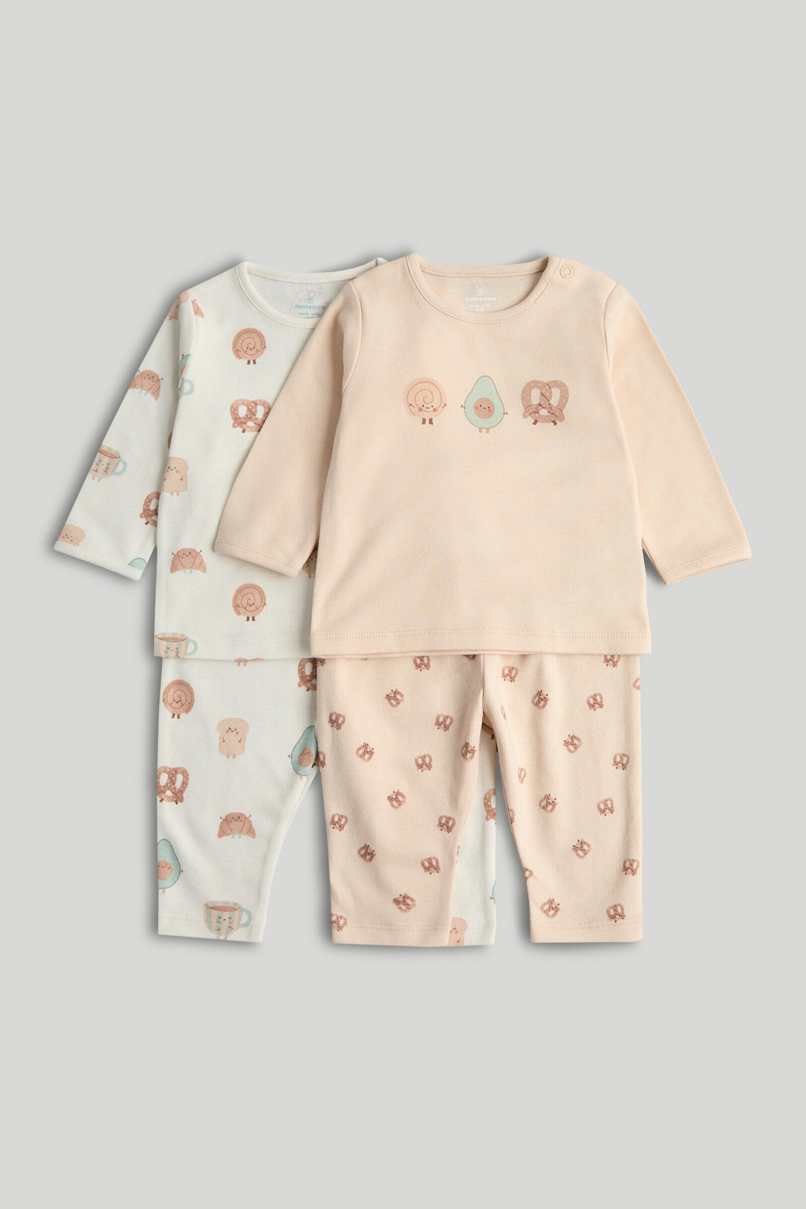 2 Pack Printed Long Sleeve Pyjama Sets for Babies