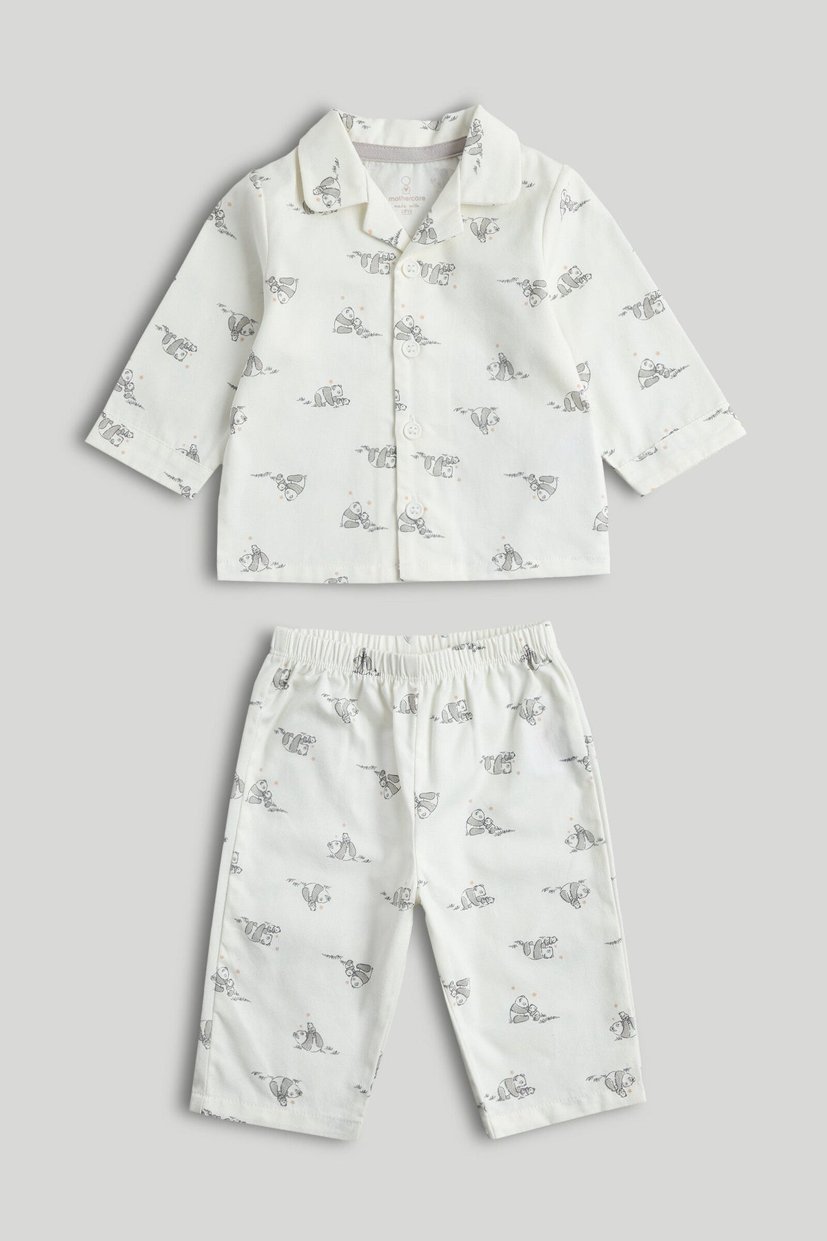 Unisex All-Over Print Woven Pyjama Set Cream Pack of 2