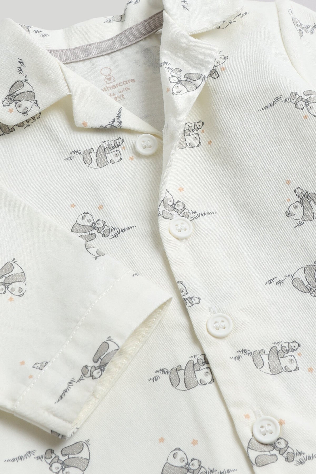Unisex All-Over Print Woven Pyjama Set Cream Pack of 2