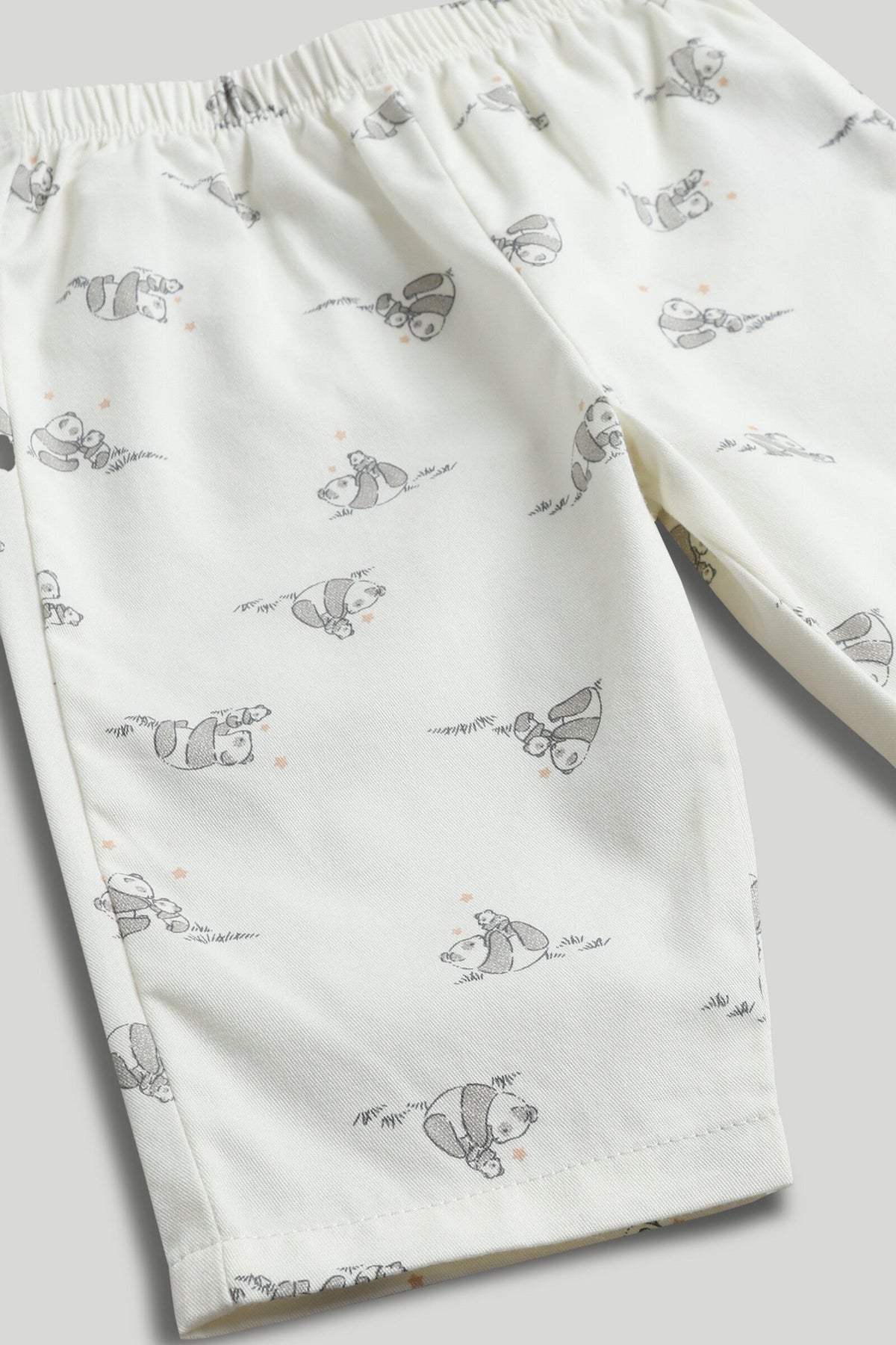 Unisex All-Over Print Woven Pyjama Set Cream Pack of 2