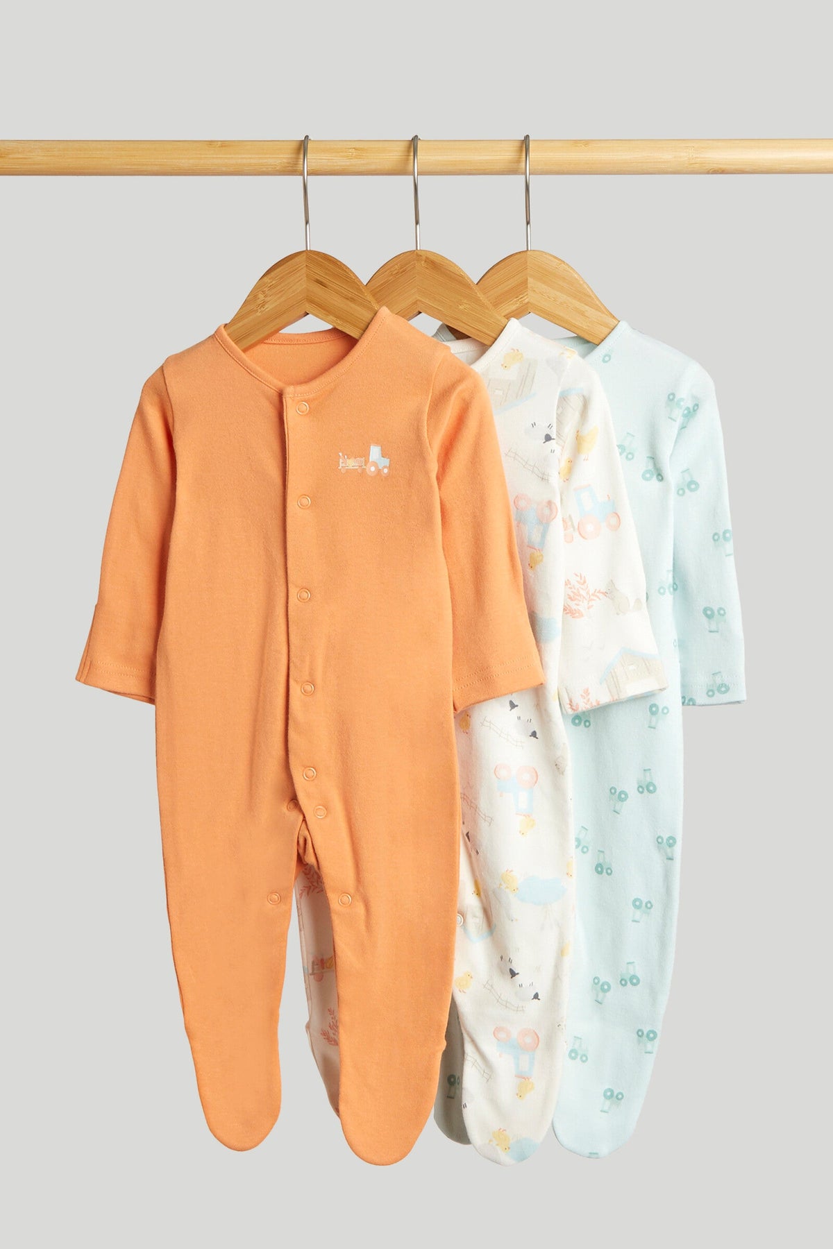 Boys Print & Placement Mix Knit Sleepsuit Multi Pack of 3
