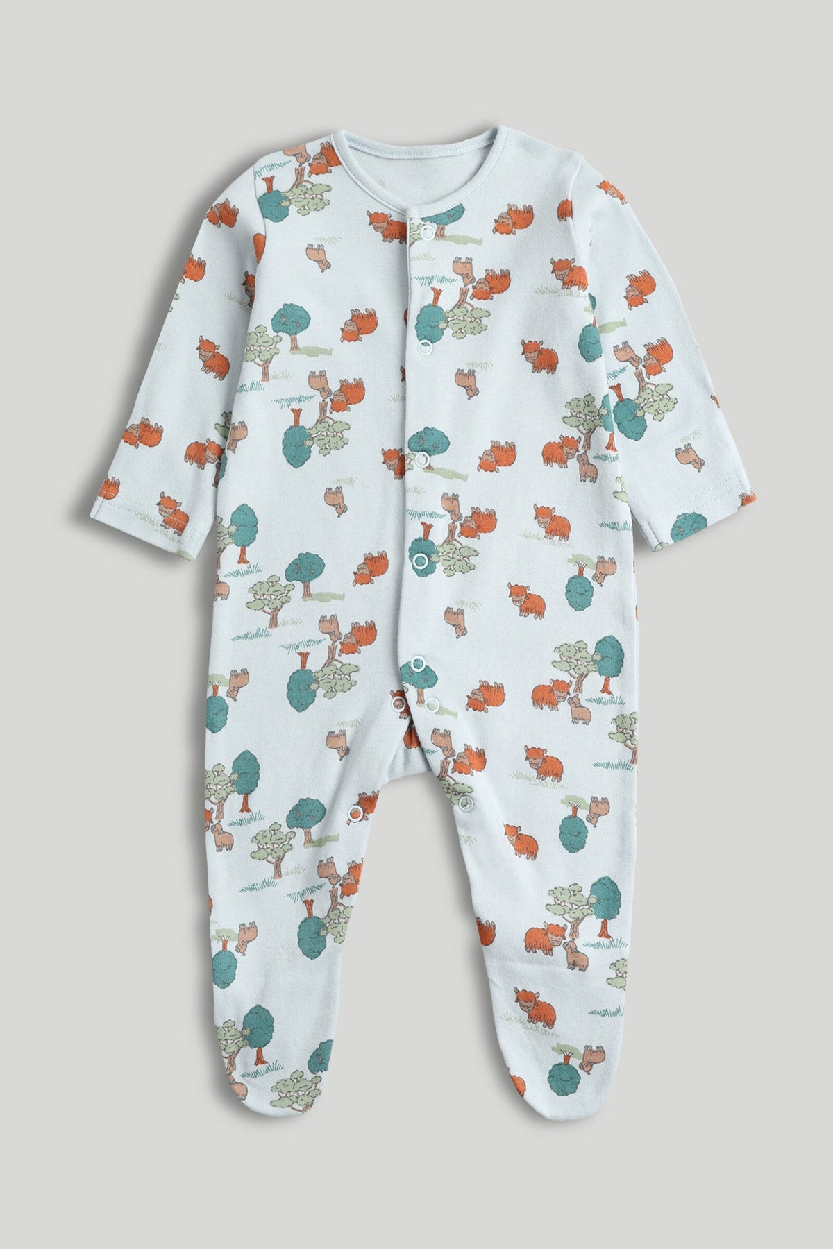 Boys Print & Placement Mix Sleepsuit Light Blue Pack of 3