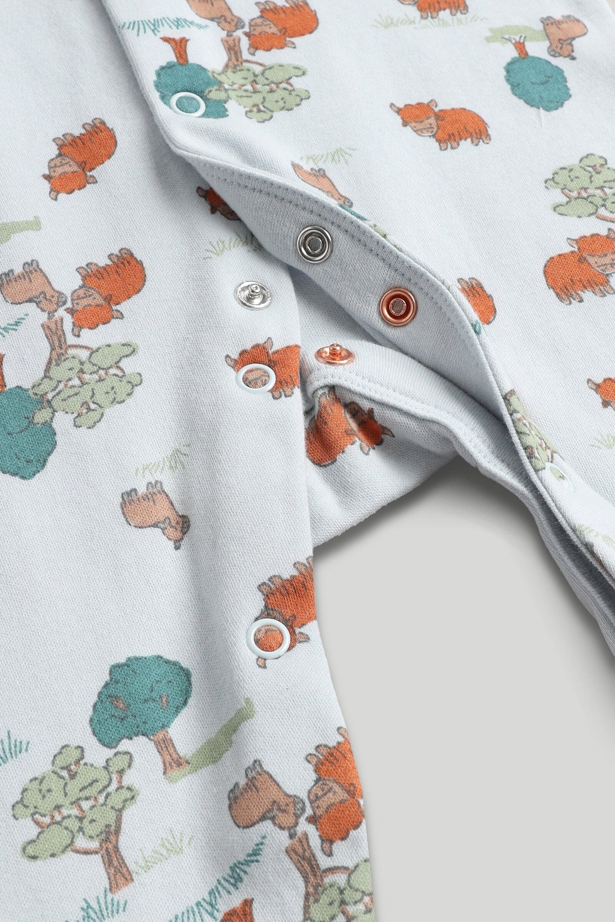 Boys Print & Placement Mix Sleepsuit Light Blue Pack of 3