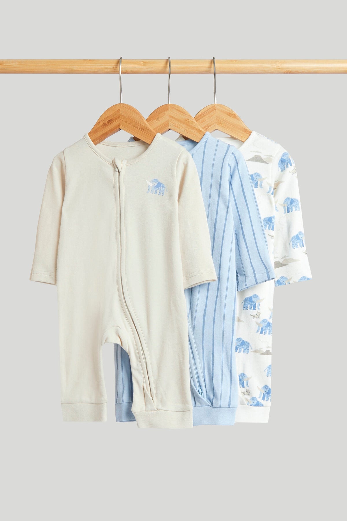 Boys Print & Placement Mix Sleepsuit Multi Pack of 3 Classic