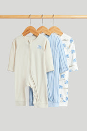 Boys Print & Placement Mix Sleepsuit Multi Pack of 3 Classic