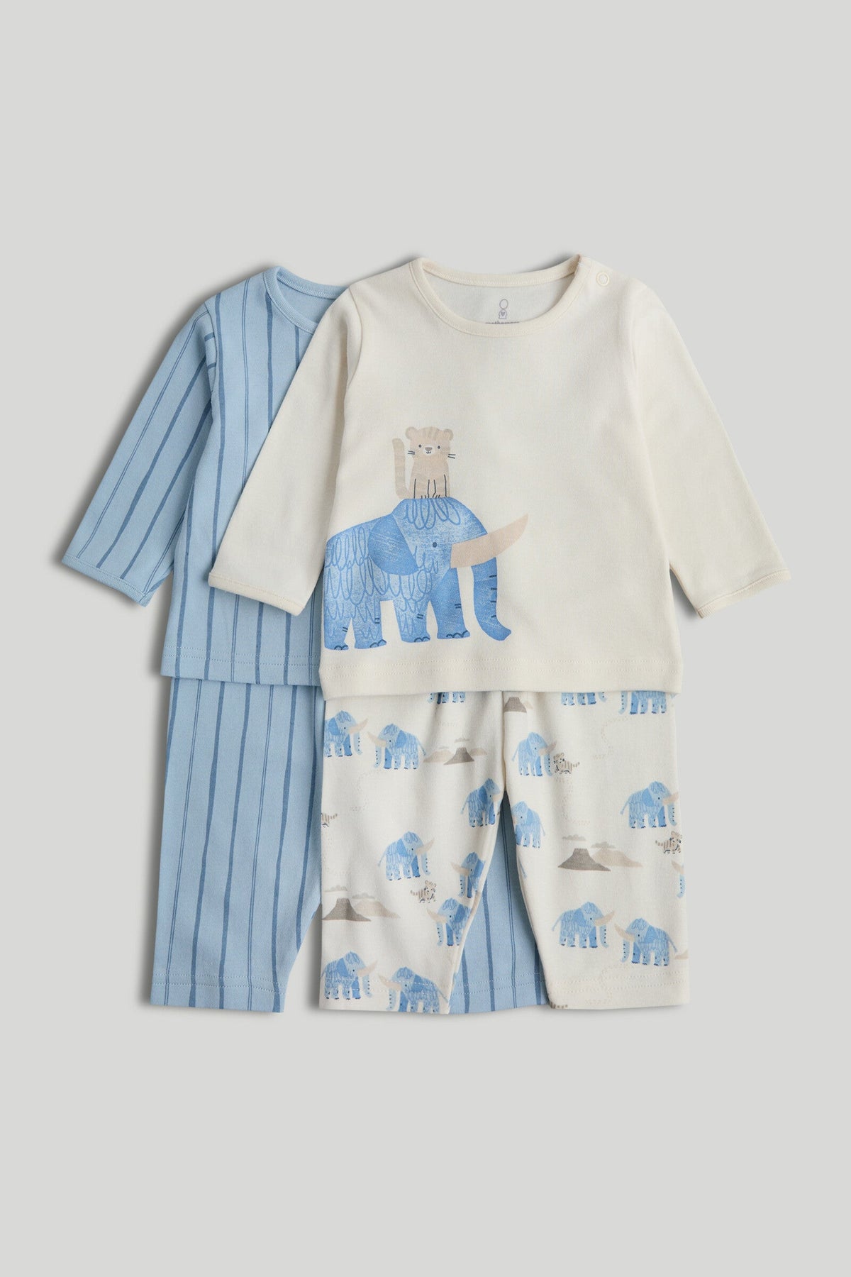 Boys Print & Placement Mix Pyjama Set Blue Pack of 2