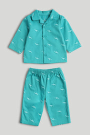 Boys All-Over Print Pyjama Set Green Pack of 2