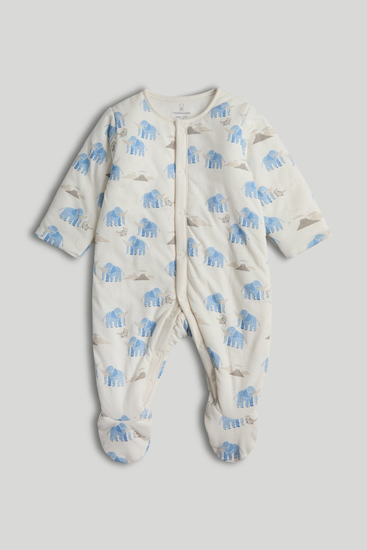 Boys All-Over Print Knit Walk-In Sleeper Cream