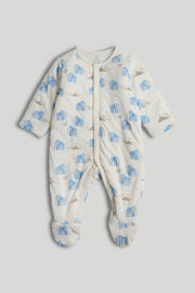 Boys All-Over Print Knit Walk-In Sleeper Cream