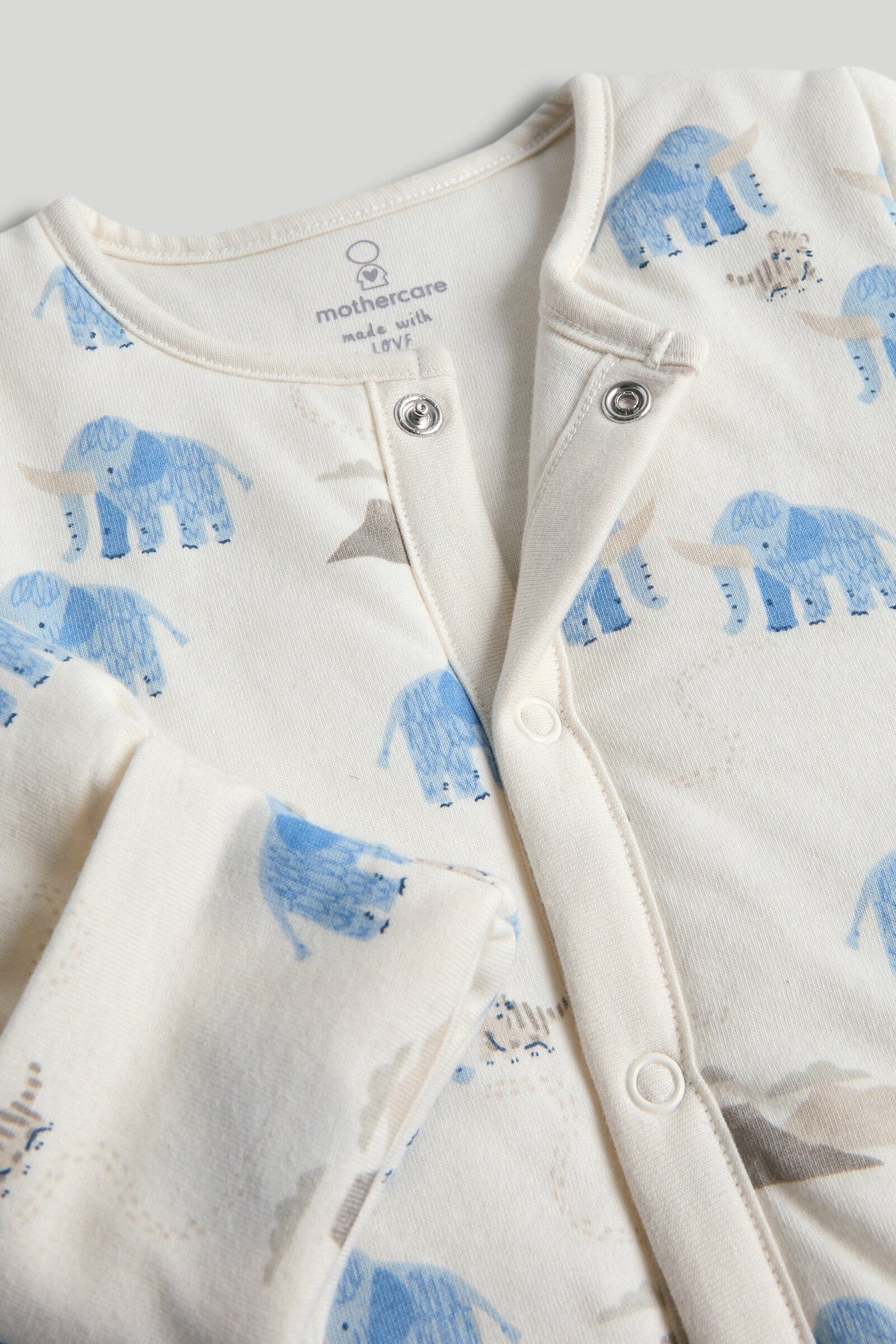 Boys All-Over Print Knit Walk-In Sleeper Cream