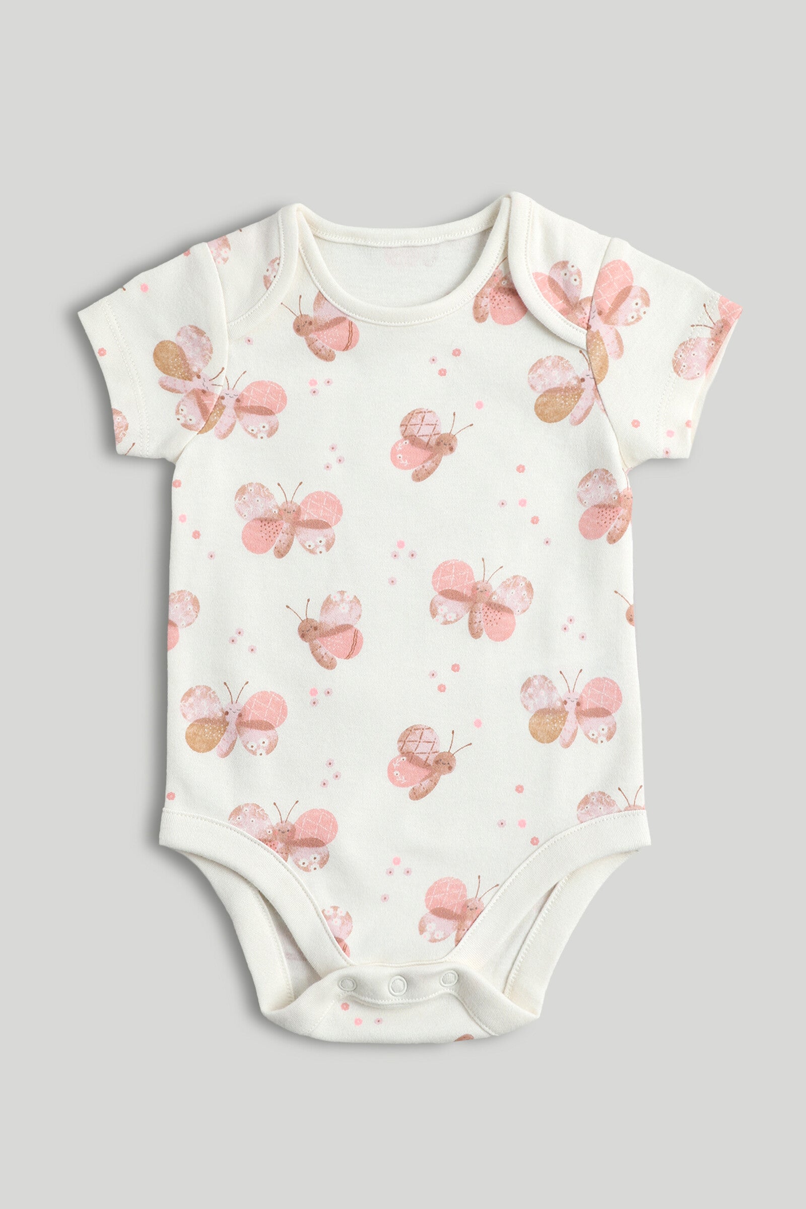 5 Pack Printed & Plain Short Sleeve Bodysuits for Baby Girls