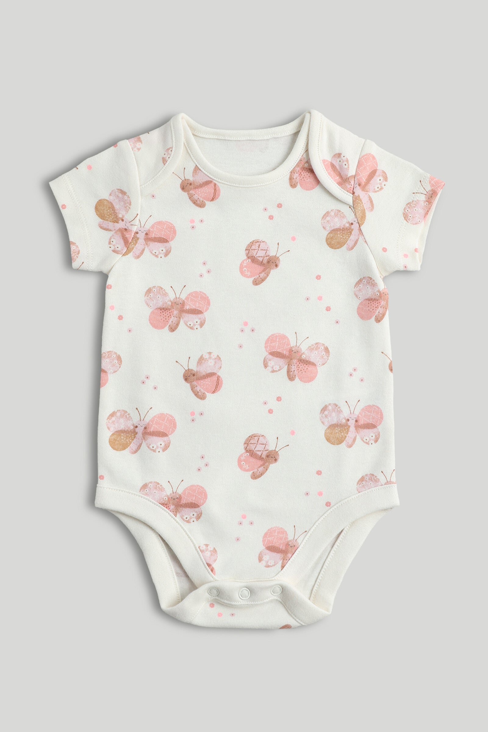 5 Pack Printed & Plain Short Sleeve Bodysuits for Baby Girls