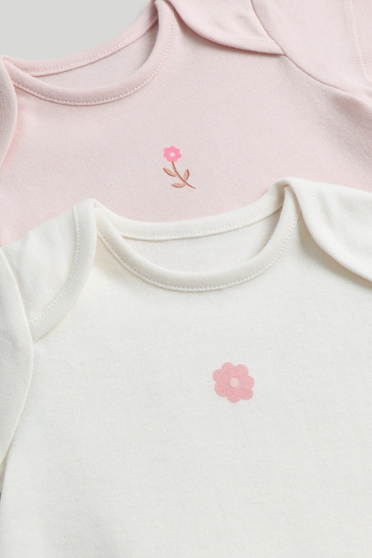 Girls Print & Plain Mix Bodysuits Light Pink Pack of 5