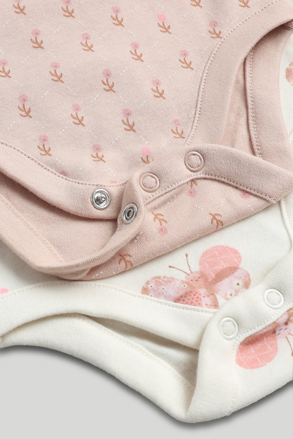 5 Pack Printed & Plain Short Sleeve Bodysuits for Baby Girls