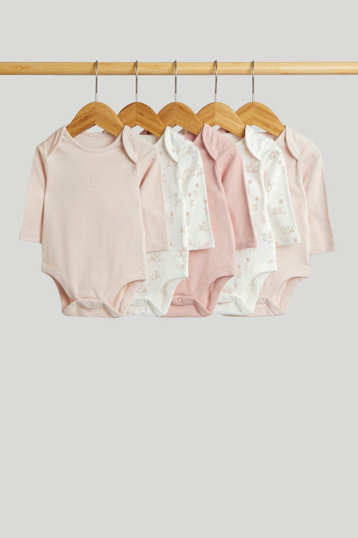 Girls Print & Placement Mix Bodysuits Light Pink Pack of 5