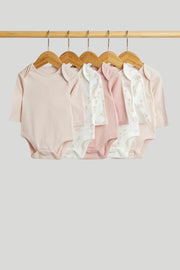 Girls Print & Placement Mix Bodysuits Light Pink Pack of 5