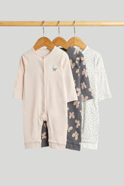 Girls Print & Placement Mix Sleepsuit Multi Pack of 3