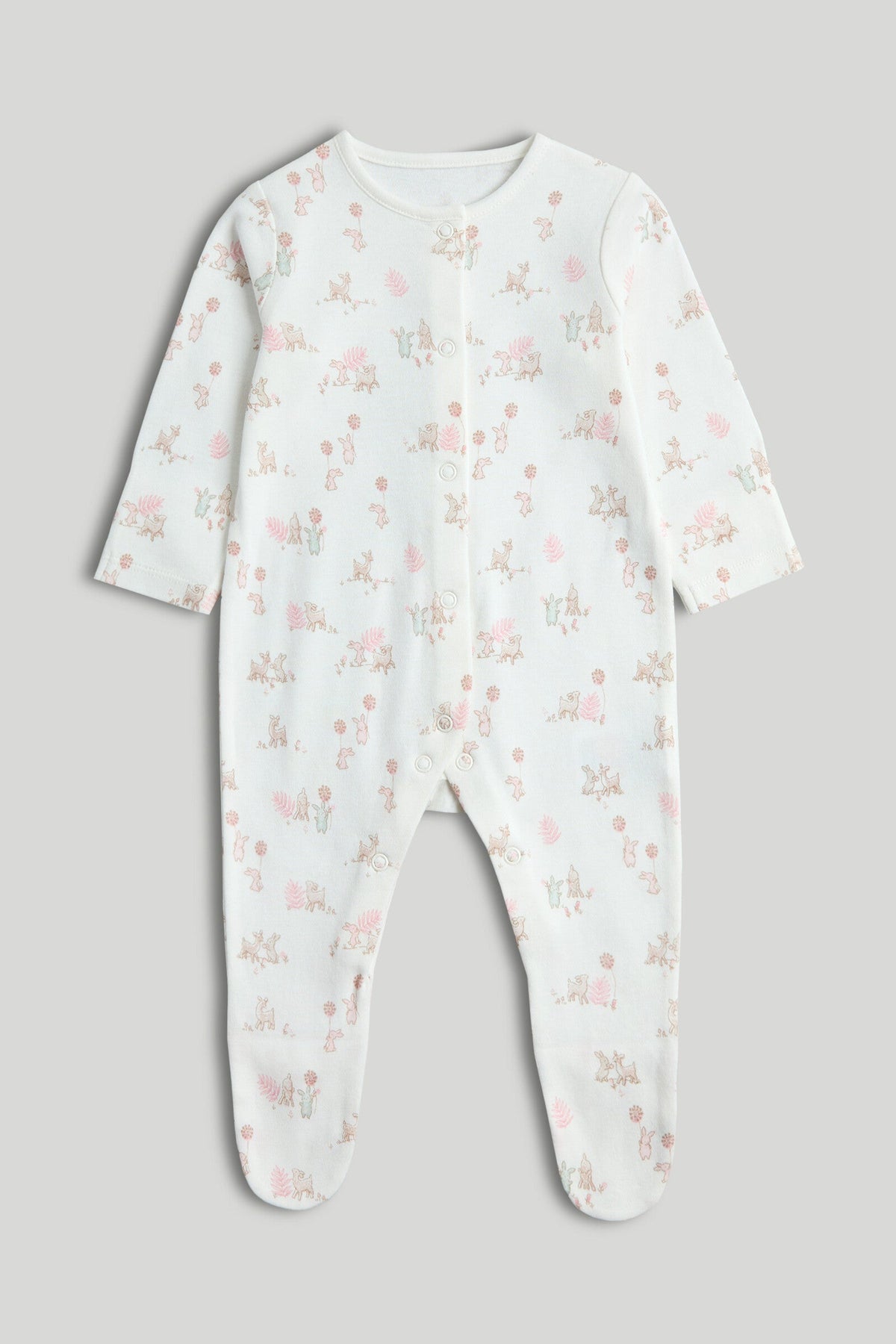 Girls All-Over Print Sleepsuit Light Pink Pack of 3