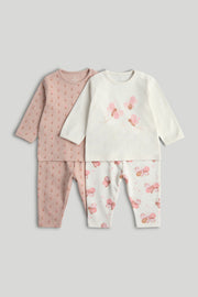 2 Pack Printed Long Sleeve Pyjama Sets for Baby Girls