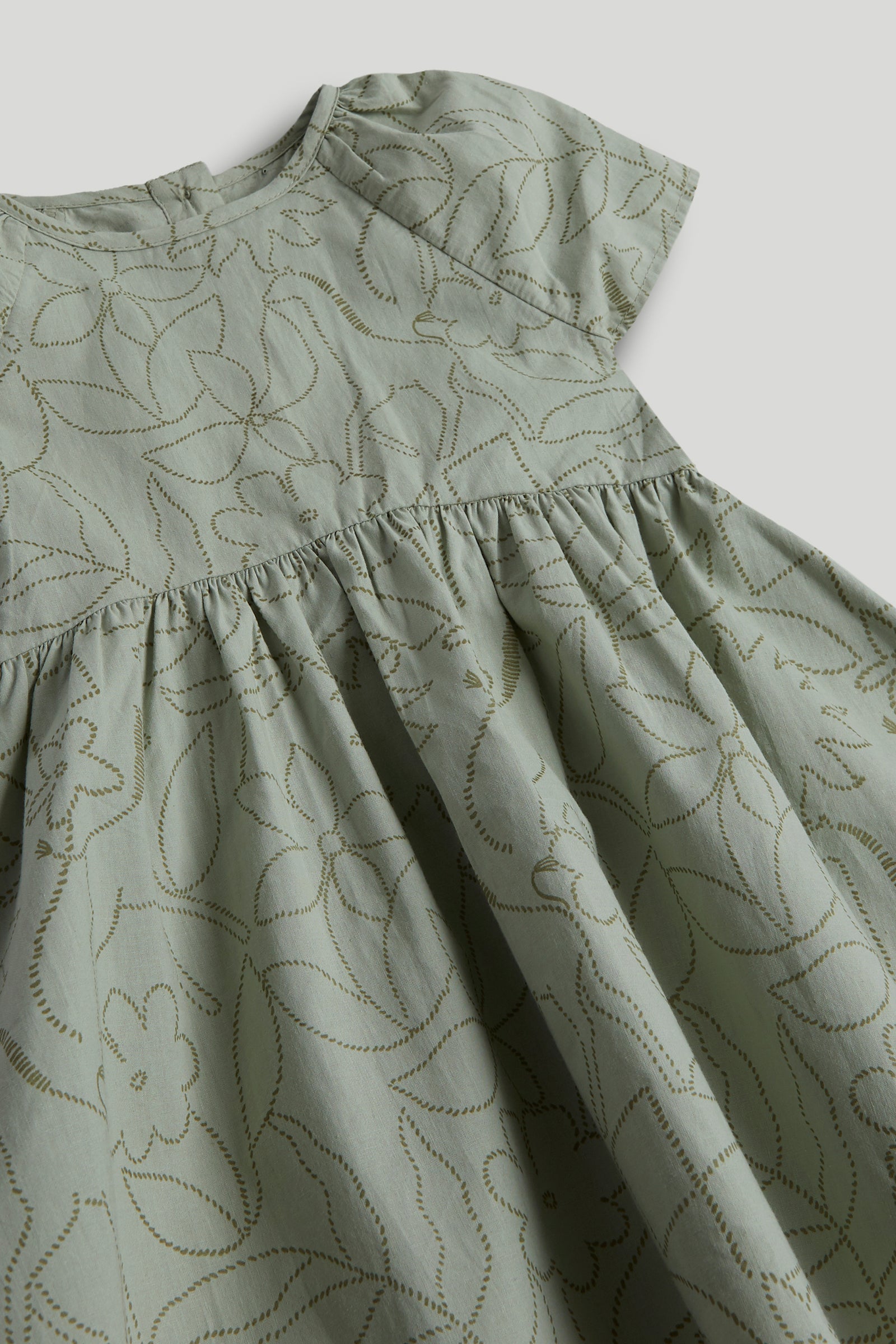 Girls Green Cotton AOP Raglan Sleeve Dress