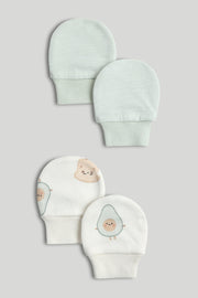 Unisex Print & Plain Mix Mitts Multi Pack of 2 Classic