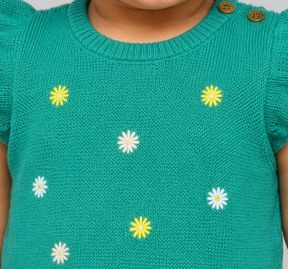 Embroidered Flatknit Vest & Rib Tee Green