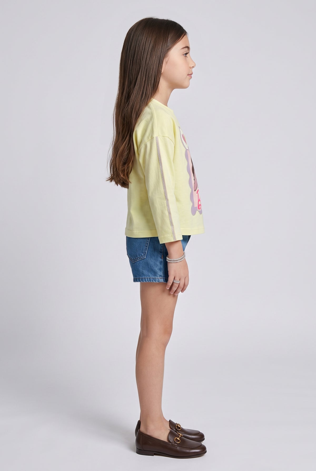 Girls Cotton Graphic Print T-Shirt in Yellow