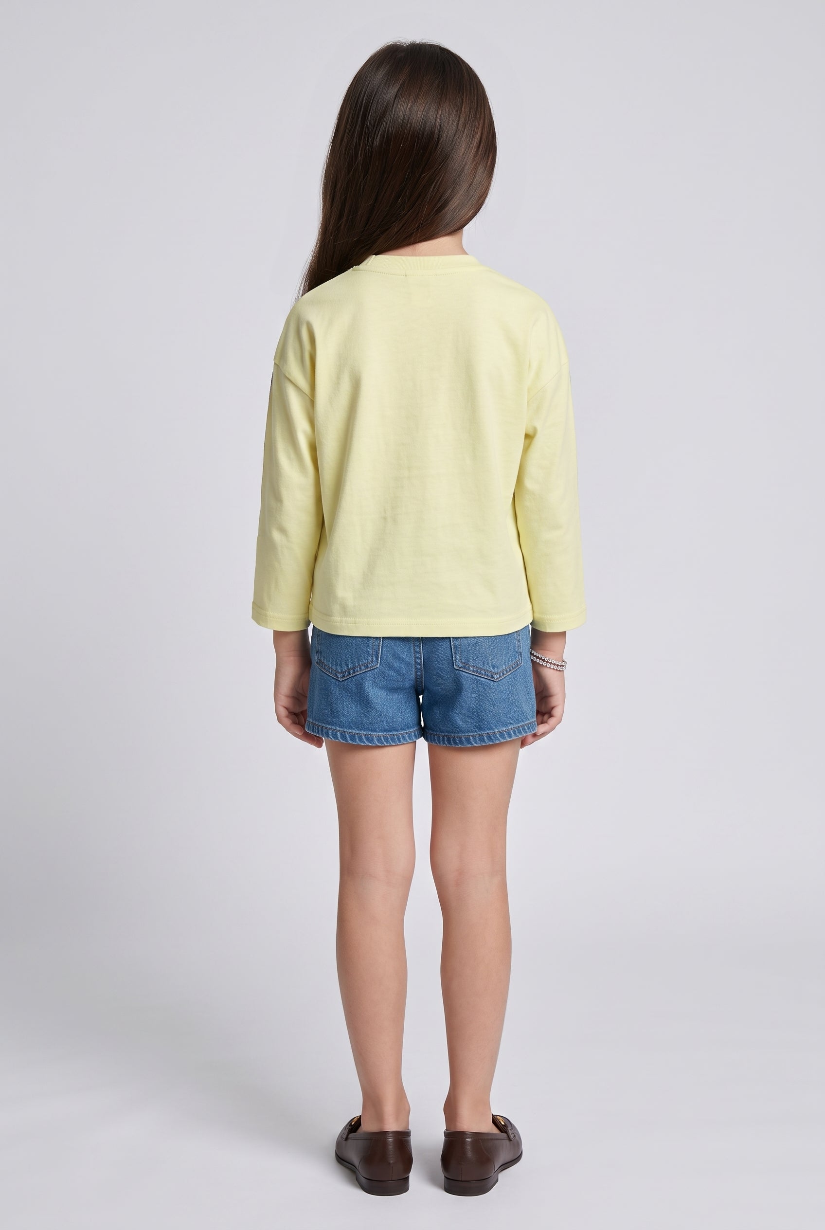 Girls Cotton Graphic Print T-Shirt in Yellow