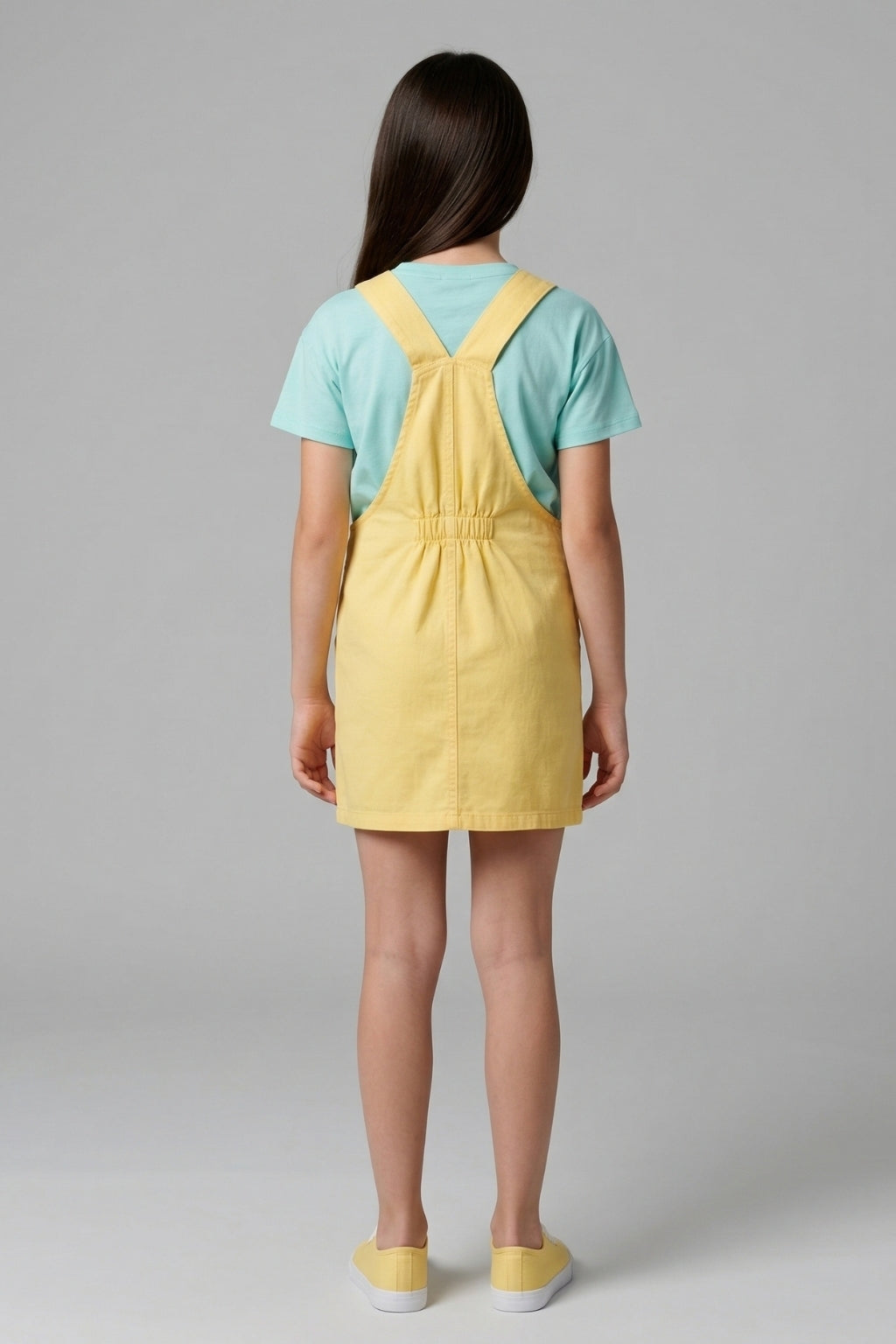 Girls Light Lemon Barbie Dungaree Set