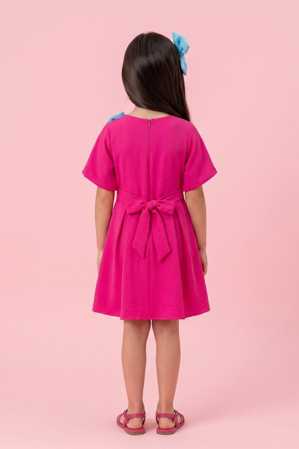 Barbie Hot Pink Crepe Bow Accent Dress