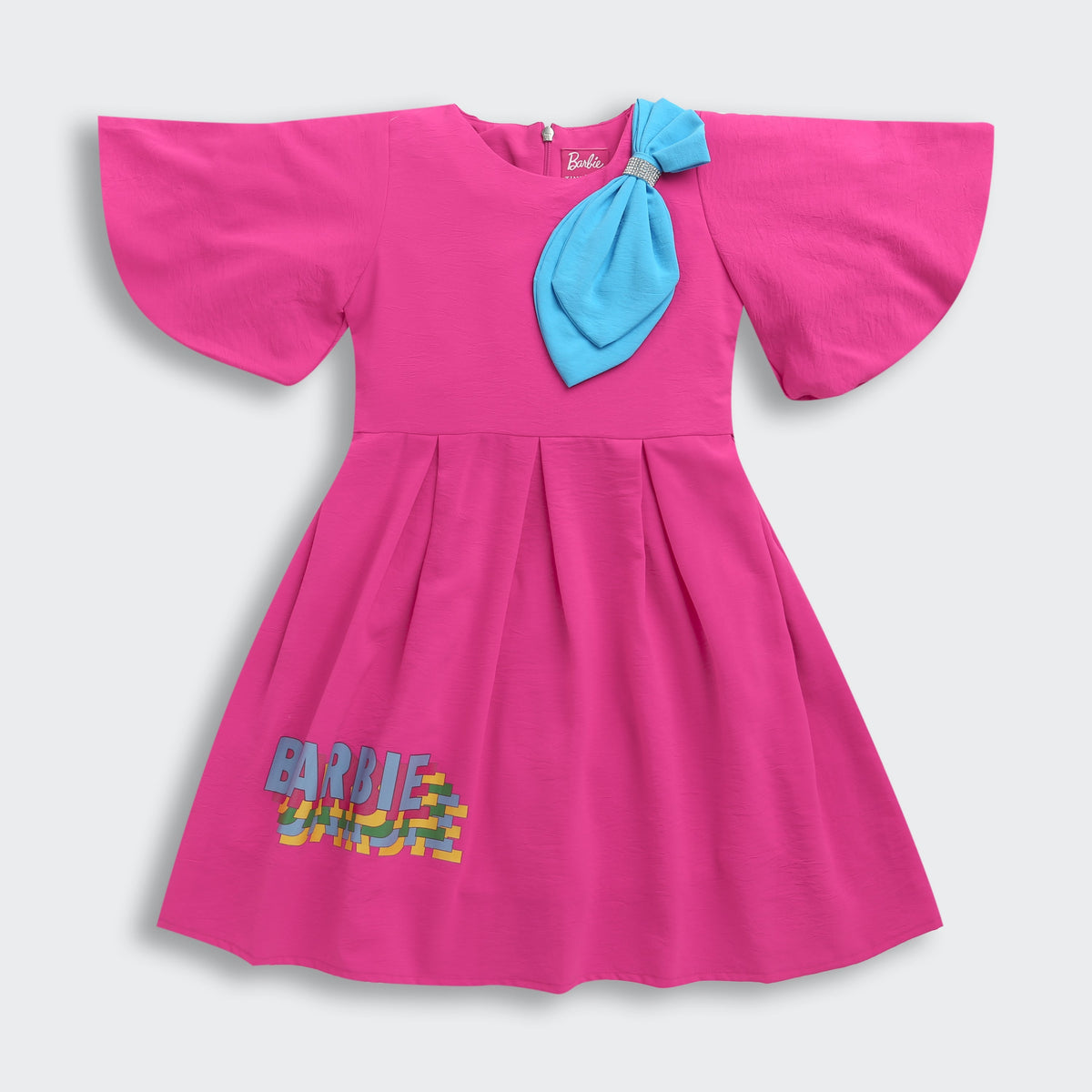 Barbie Hot Pink Crepe Bow Accent Dress