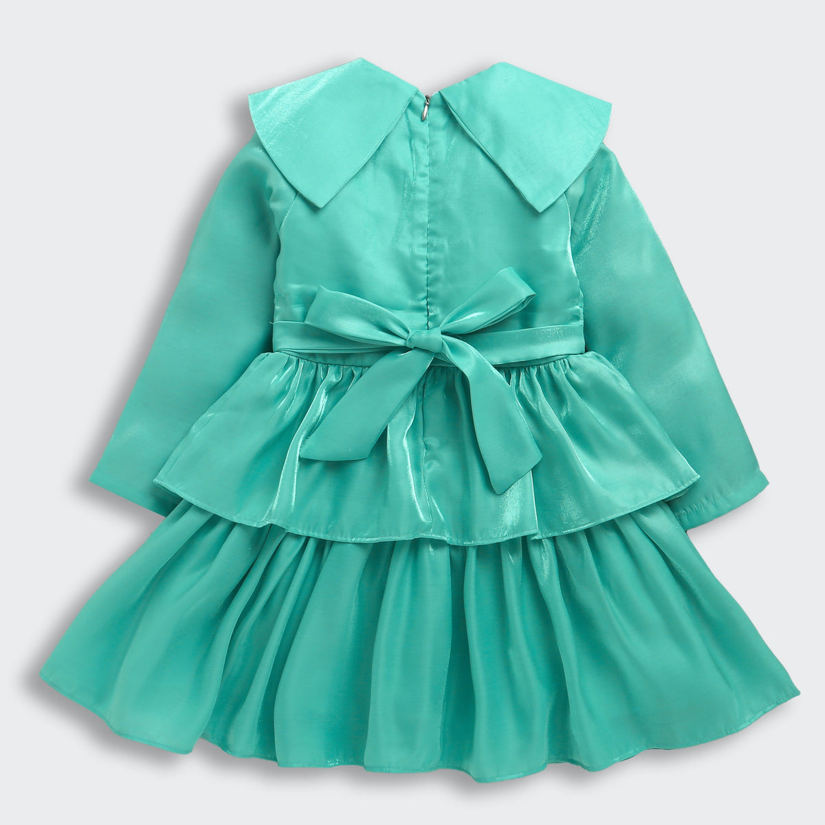 Barbie Aqua Satin Layered Peplum Party Dress